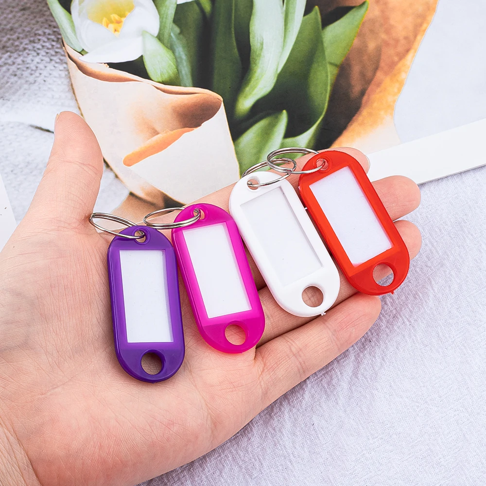 50-600 Stück Mehrfarbige Schlüsselanhänger Schlüssel-ID-Etiketten Gepäck-ID-Tags Hotel-Nummerierungskarten Schlüsselringe Zufällige Farbe – Detail 9