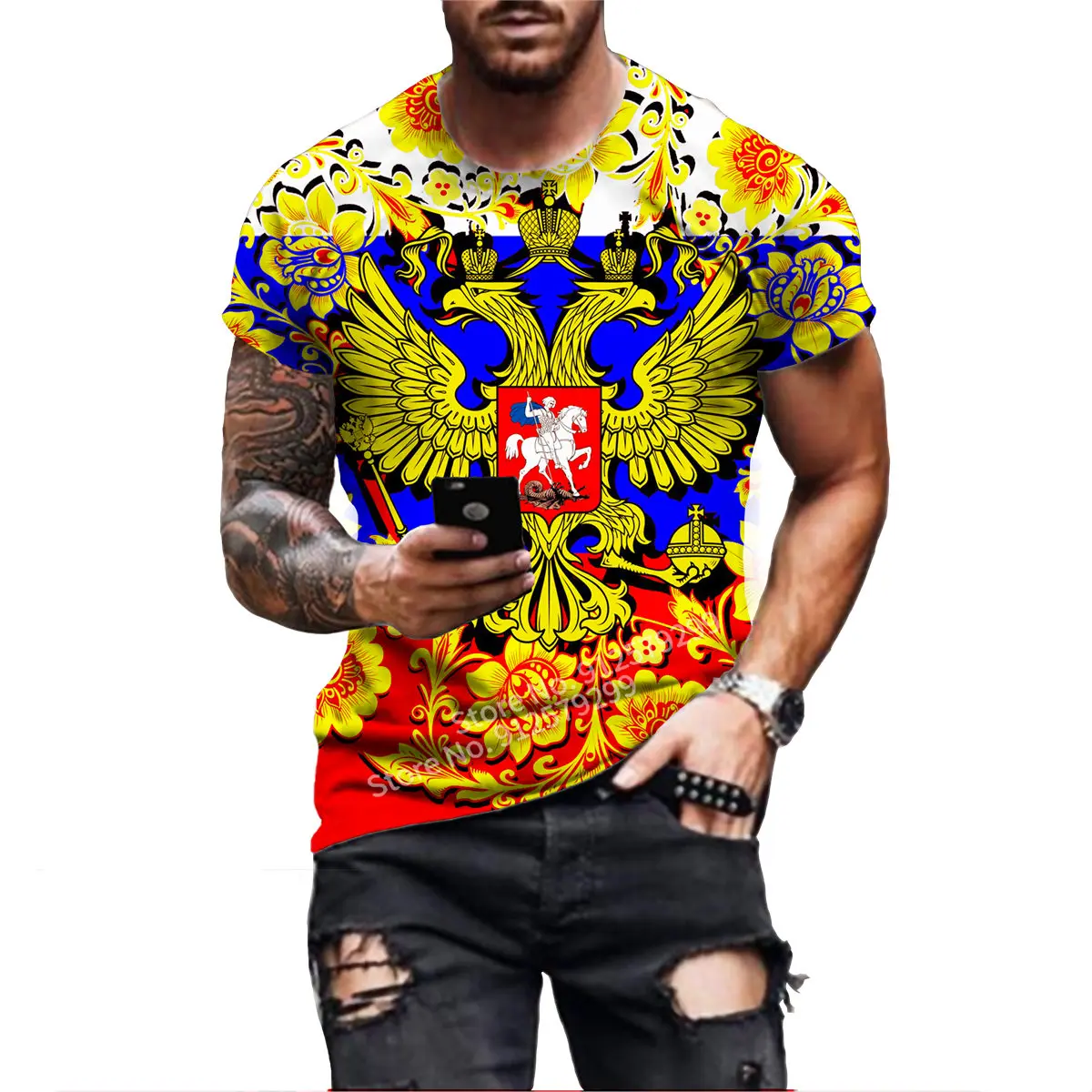 New Russia T-shirt Russia Flag Casual Short Sleeve O-neck Fashion Funny Russia Map Pattern 3D T Shirt Men/woman Tees