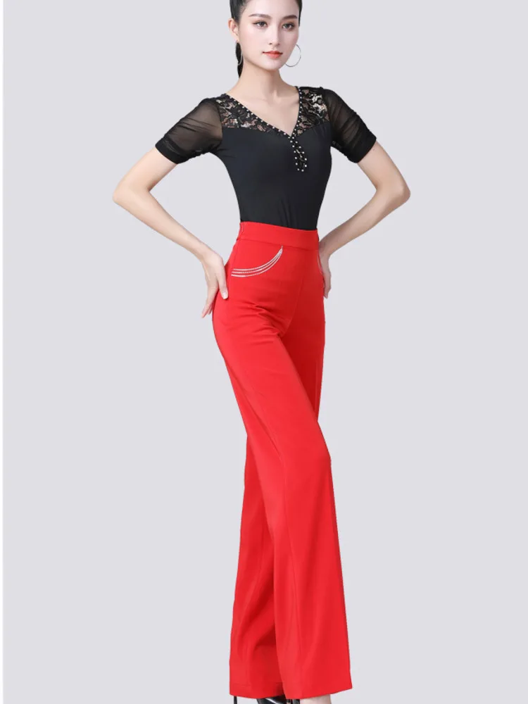 Elegant Ballroom Dance Standard Pants for Teenagers Birthday Women Trousers Latin Girls Solid Color Hippie Clothing Classical