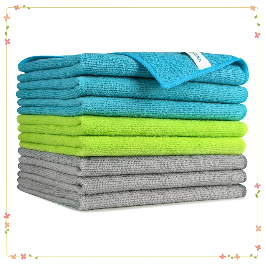 

Microfiber Cloths 8PK - Lint-Free, Streak-Free Towels for Car, Kitchen, Window Cleaning