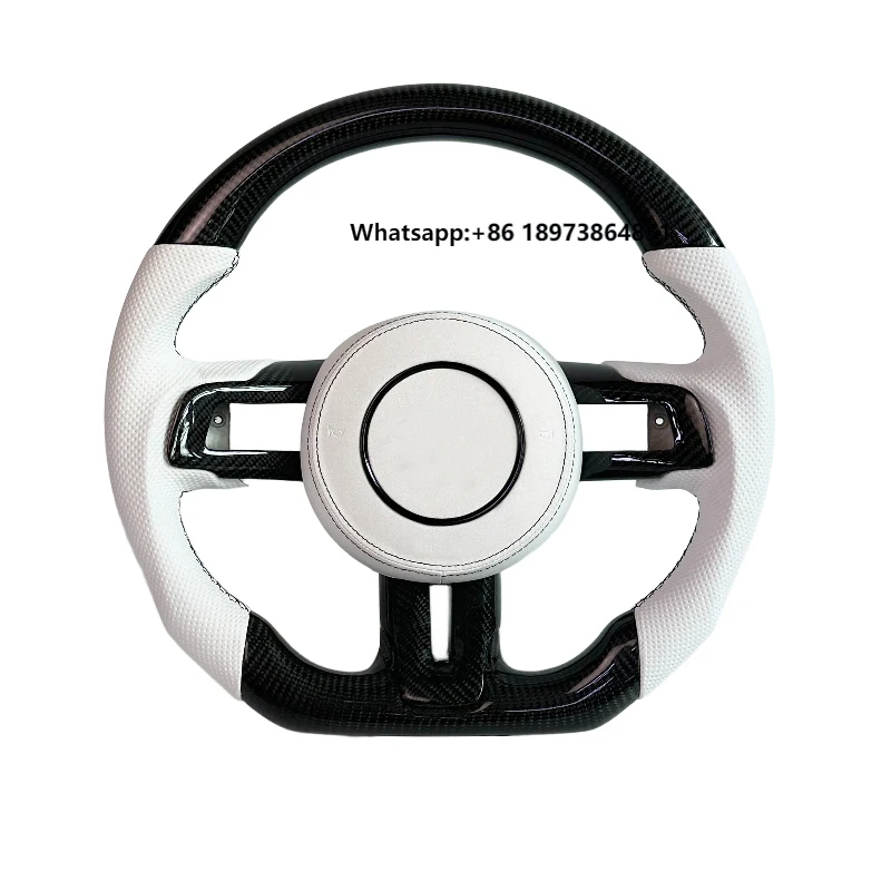 

Real Carbon Fiber White Leather Carbon Fiber Steering Wheel for Ford Mustang GT 20s Shelby Car Steering Wheel
