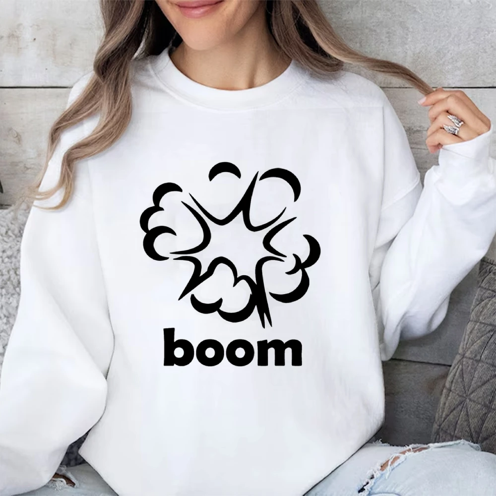 

Boom Trendy Graphic Women’s Autumn Winter Sweatshirt Vogue Vibes Long Sleeve Shirt Everyday Wear Essential Printed Lady Tops Y2k