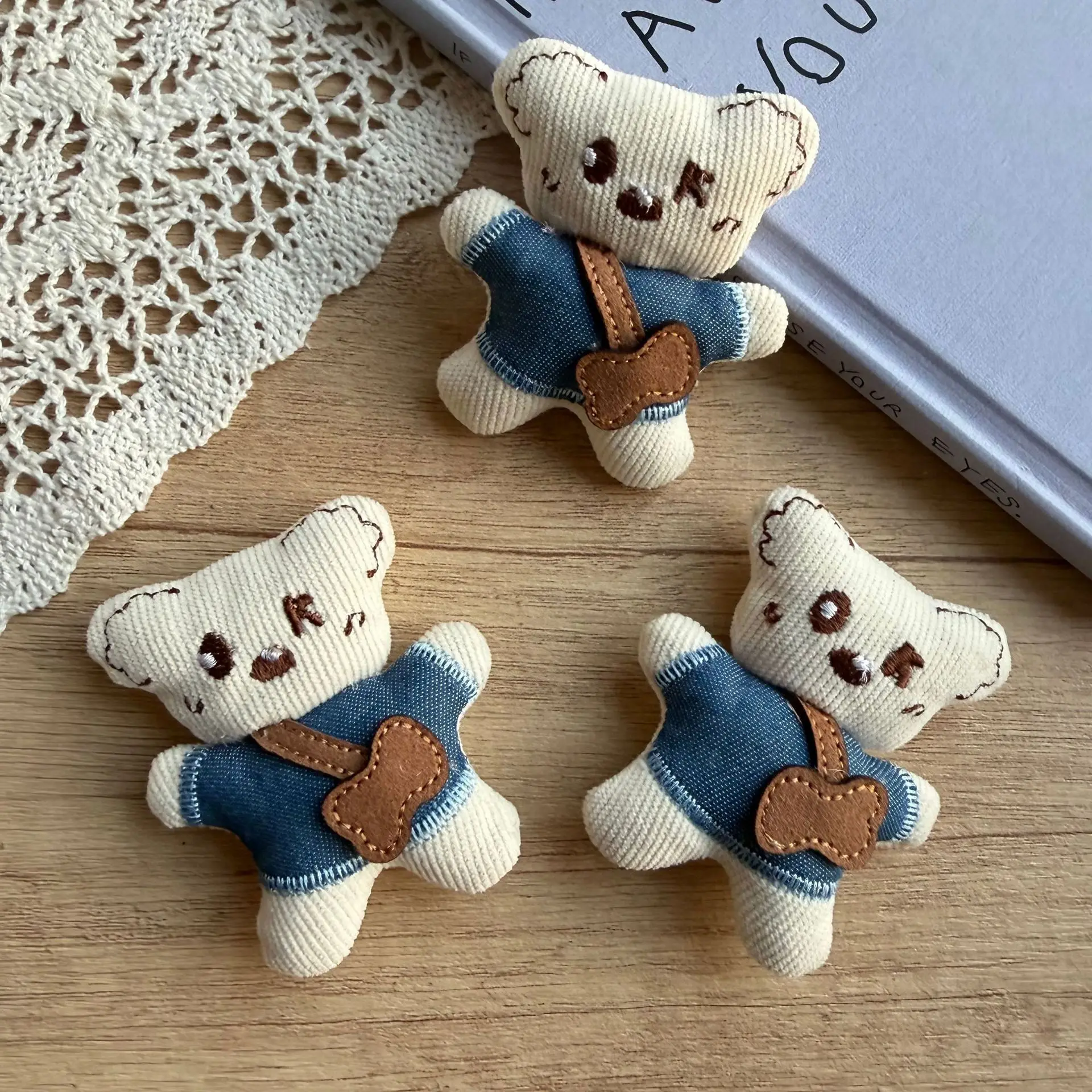 

Cotton Fabric Cartoon Bear Crossbody Bag Clip for DIY Children Shoes Socks Hair Accessory Embellishment Premium Cute