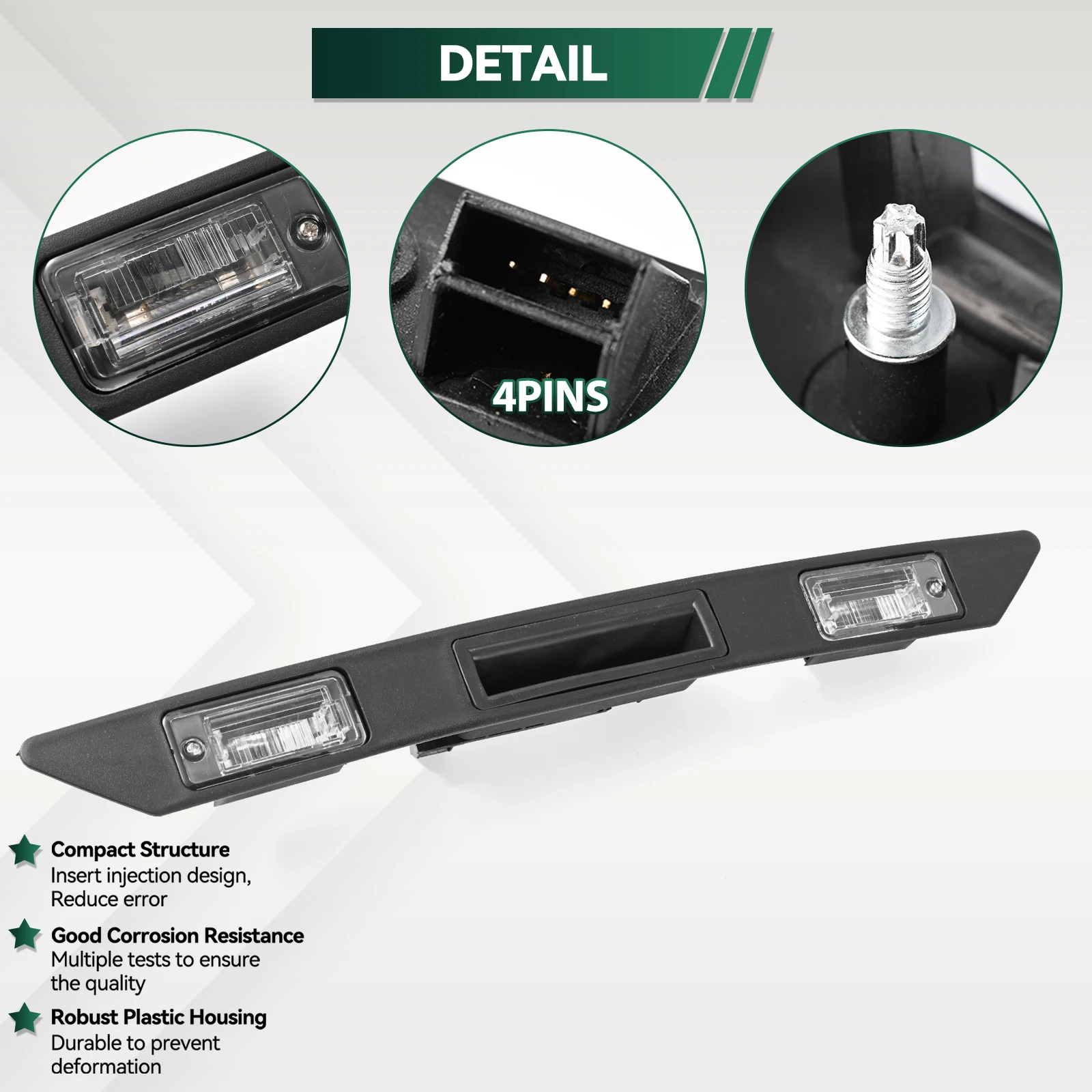 Rear Trunk Lid Handle w License Plate Light for Audi A3 A4 A6 B6 B7 Q7 RS3 S4 8P48275743FZ Tail Boot Hatch Handle Grip 8P4827574