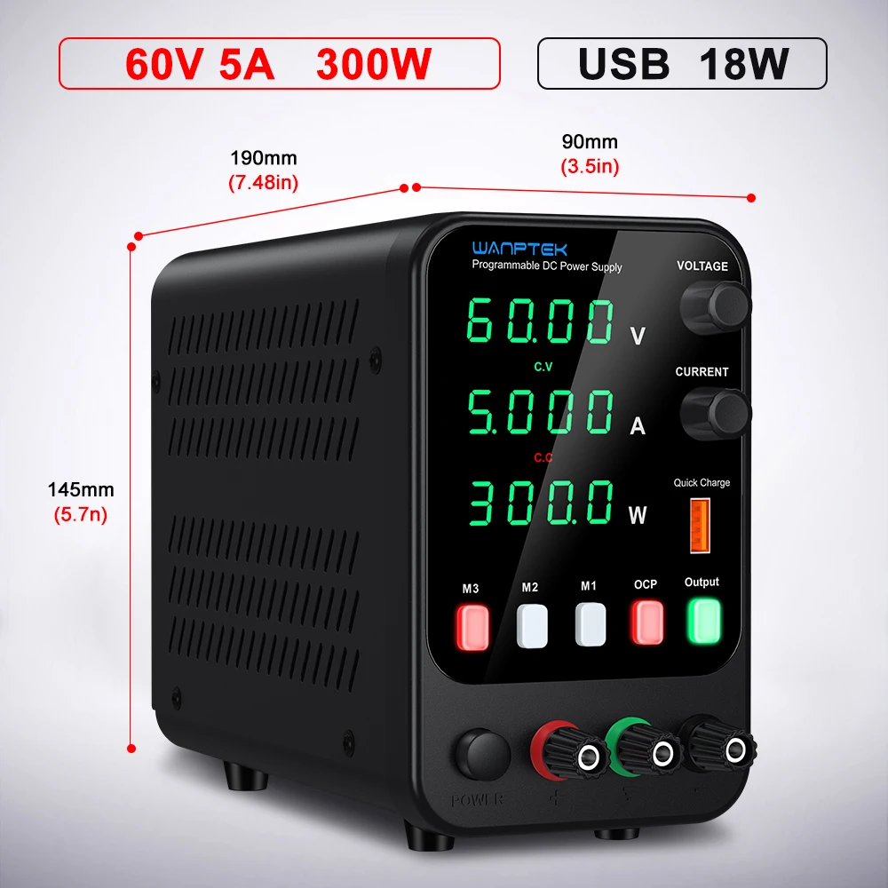 Wanptek DC Laboratorium Voeding Verstelbare 30V 10A 60V 5A 120V 3A met USB snel Opladen Bench voeding - afbeelding 1