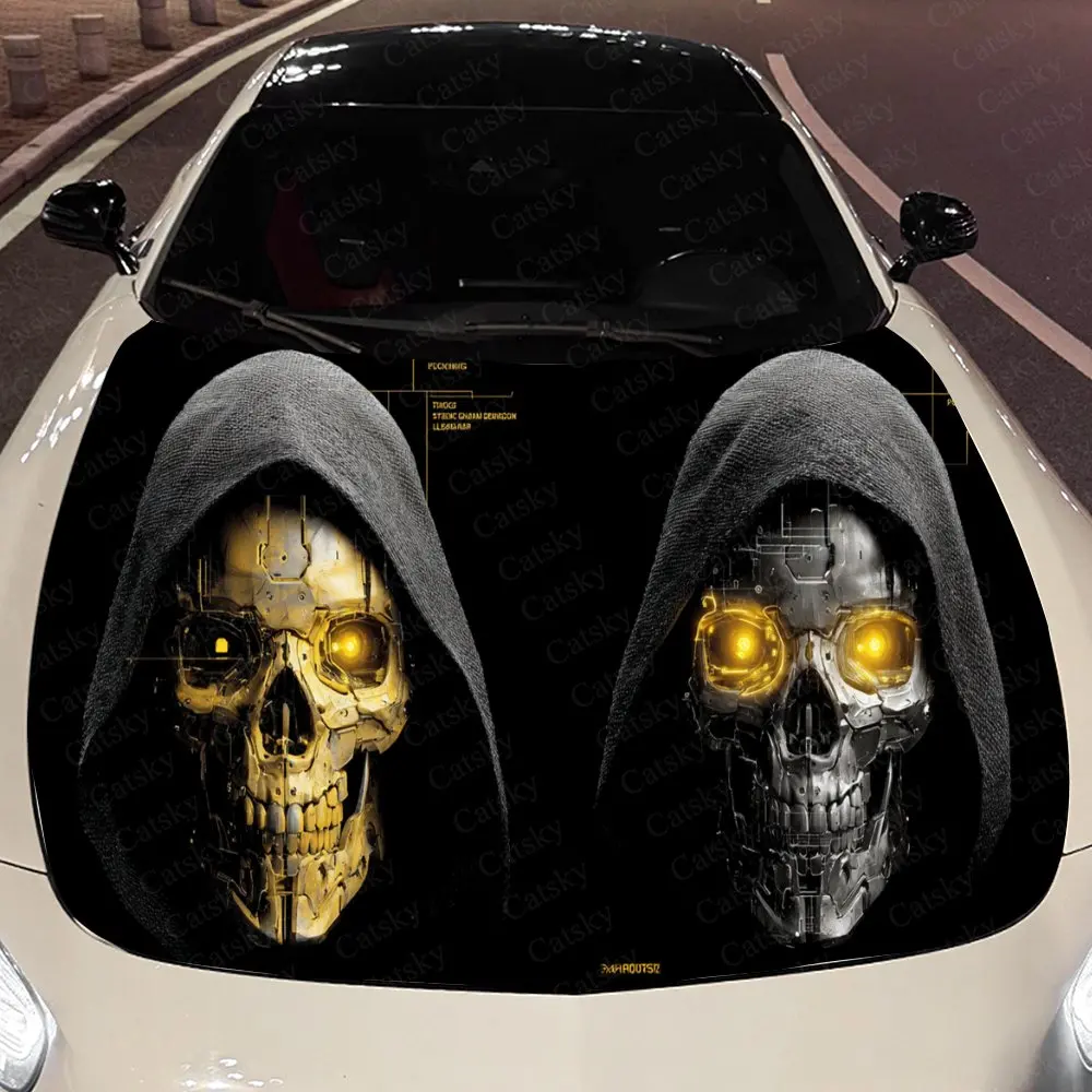 

Dual Cyber Reaper Pattern Car Hood Wrap Color Vinyl Sticker Truck Graphic Bonnet Auto Accessories Decoration Protect Decal Gift