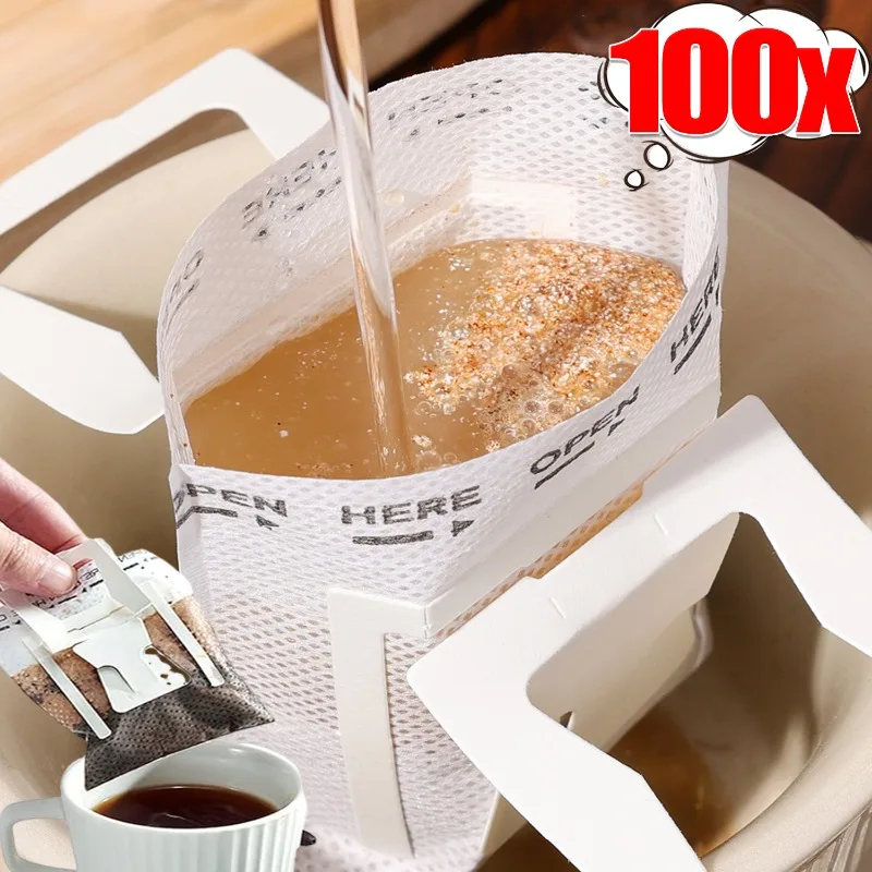 50/100PCS Kaffee Filter Einweg Hängen Ohr Kaffee Tasche Tragbare Eco-Freund Papier Filter Tropf Typ Espresso Hand Gießen tee Beutel