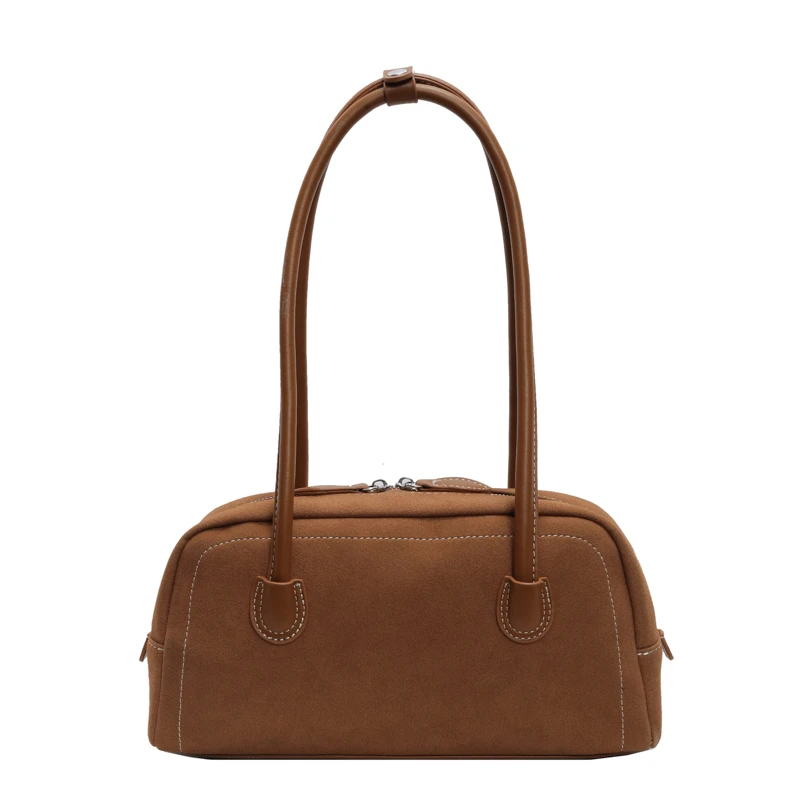 

Shoulder Bag for Women Faux Suede Solid Color Underarm Bag Multi Pocket Zipper Satchel Bag for Travel Work Shopping