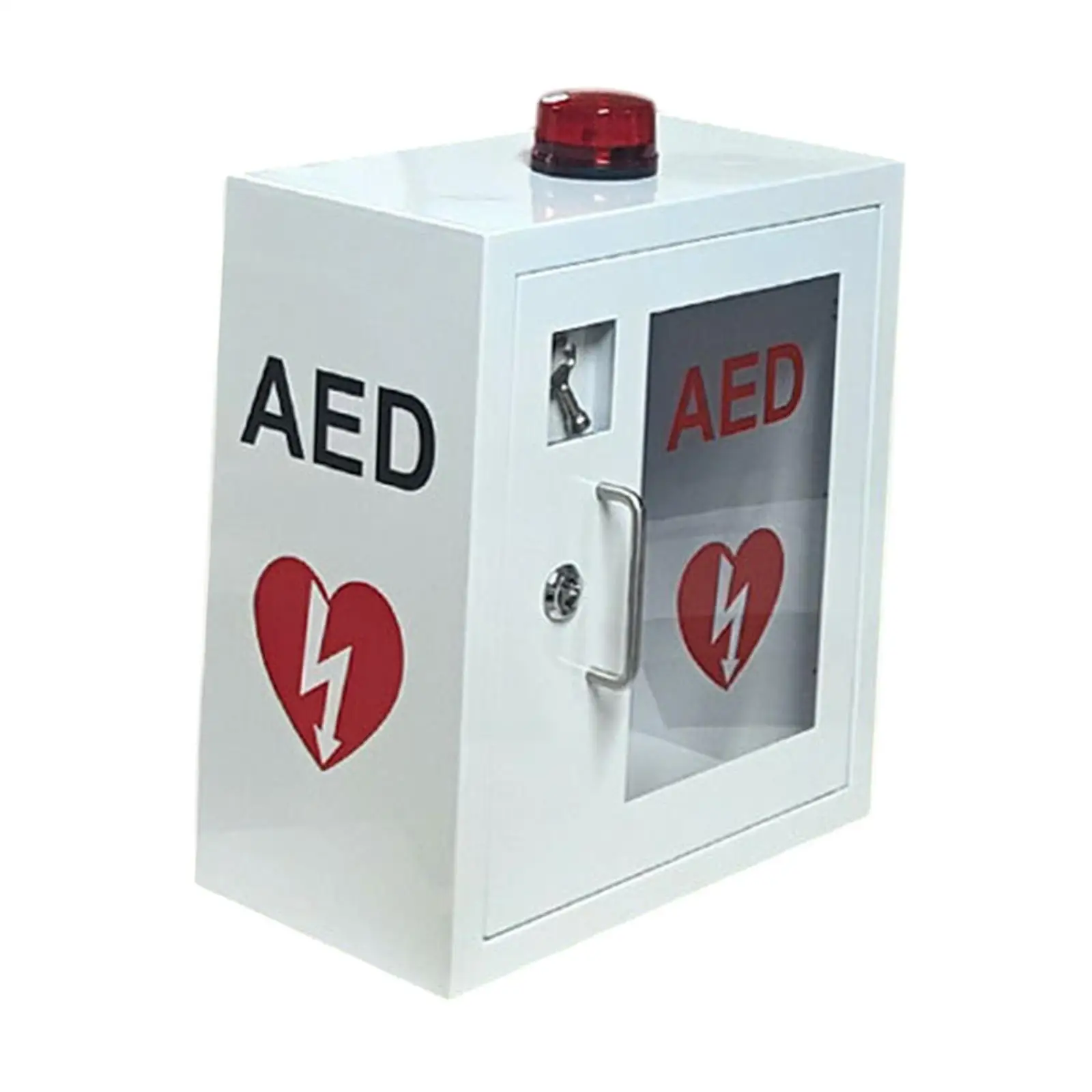 خزانة Aed فارغة مع إنذار ضوء ستروب للطوارئ مع مقبض نافذة شفافة مثبتة على الحائط ملحقات قوية مقاومة للاهتراء