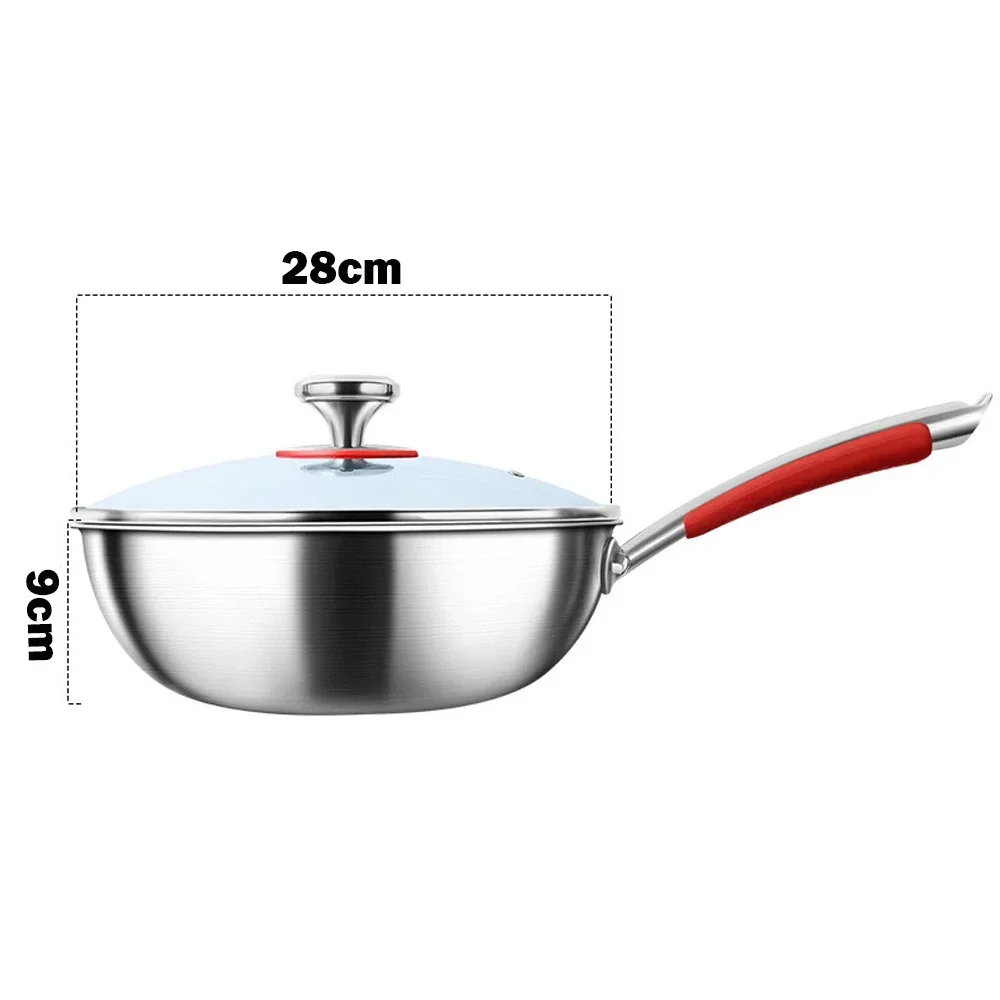 316 Full Stainless Steel Wok Thick Honeycomb Handmade Frying Pan Non Stick Non Rusting Gas/Induction Cooker Pan Kitchen Cookware