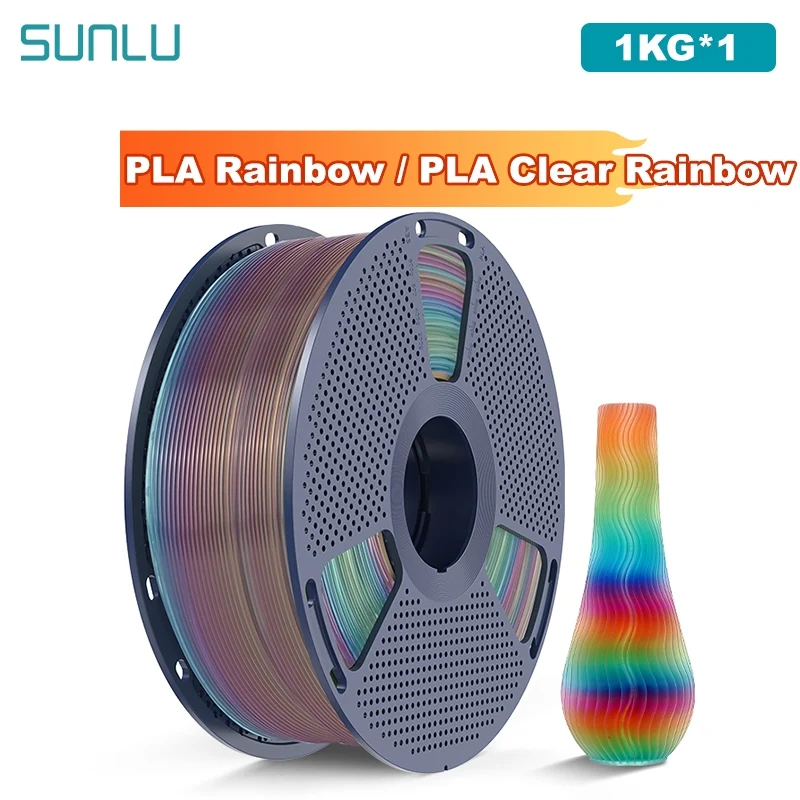 

SUNLU 1KG PLA Rainbow Filament 1.75mm 1000g Spool (2.2lbs)Rainbow Effect Neatly Wound Filament Fit Most FDM Printer