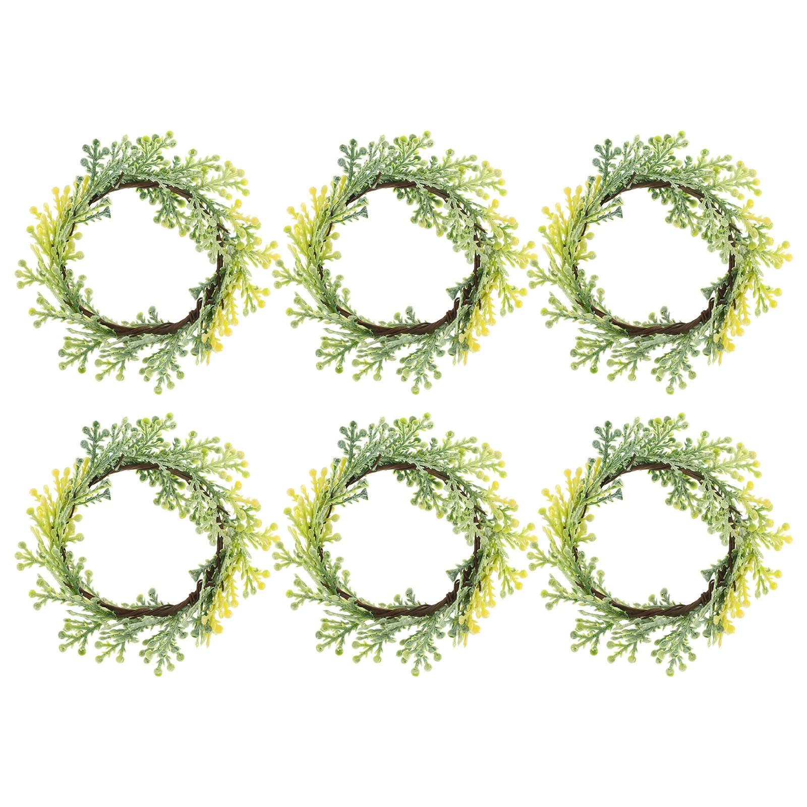 

6pcs Napkin Rings Minimalist Eucalyptus Leaf Design Rustic Woven Rope Farmhouse Table Decor For Wedding Party Holiday Dinner