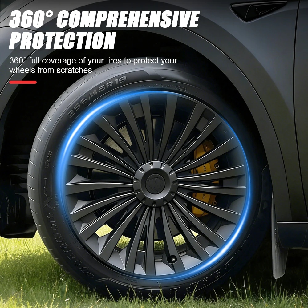 4PCS Hub Cap Performance Replacement Wheel Cap Automobile Full Rim Cover Accessories for Tesla Model y 19 Inch 2018-2023 Hubcap