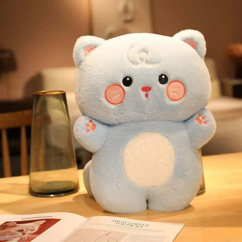 Kawaii Soft Plush Doll Cute Panda Cat Dog Stuffed Animal with Pink Cheeks Lovely Gift for Children Girls Home Decoration