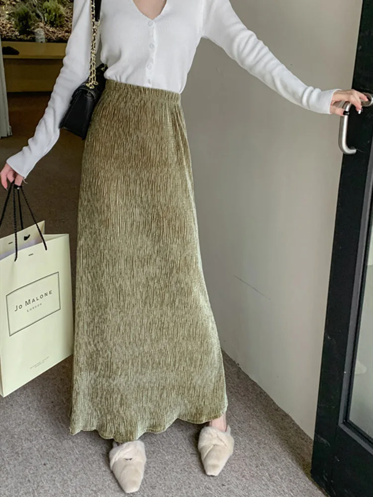 

Spring Autumn Solid Color Vintage Bag Hip Mermaid Skirt Women's Clothing Temperament Fashion High Waist Slim Skirts for Female