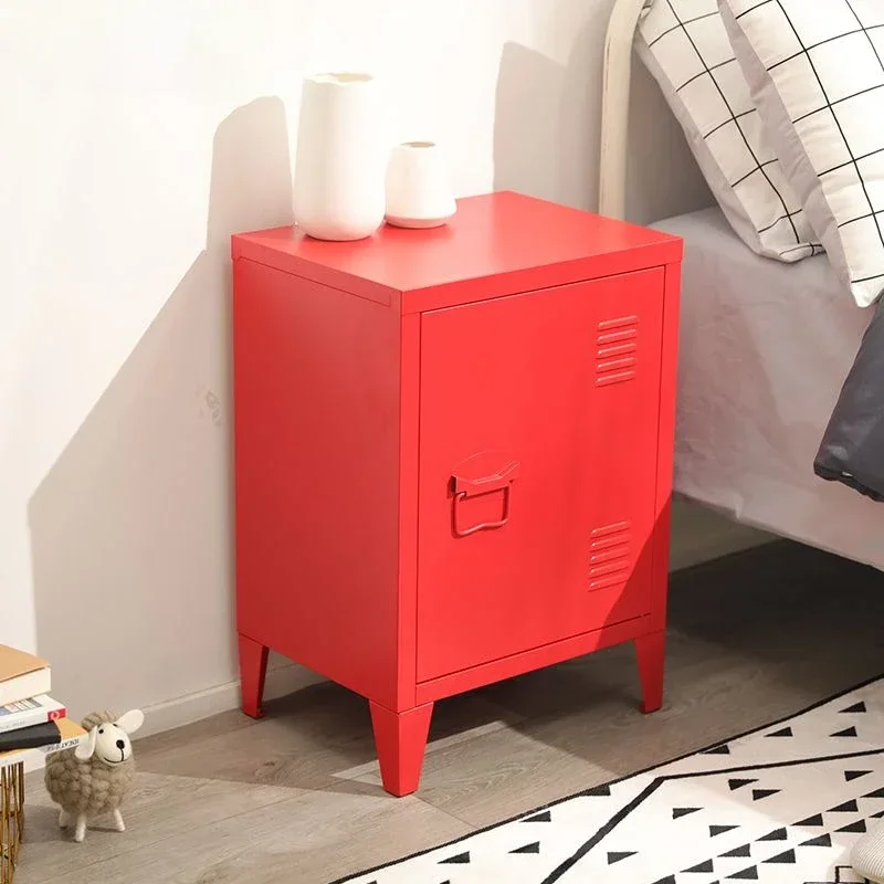 Nordic Style Iron Bedside Table, Steel Storage Cabinet, Creative Bedroom Square Metal Storage Side Cabinet, Home Furniture