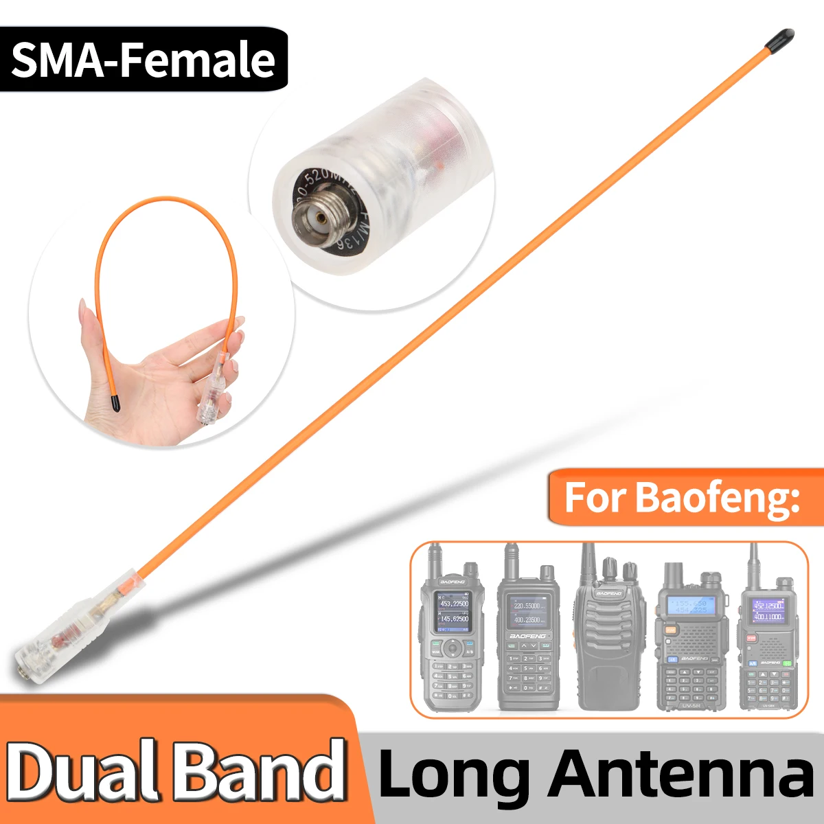 ABBREE Walkie Talkie AR-771T Dual Band SMA-Female Antenna for Baofeng UV-5R BF-888S UV-21 PRO Quangsheng UV-K5 UV-K6 Ham Radio