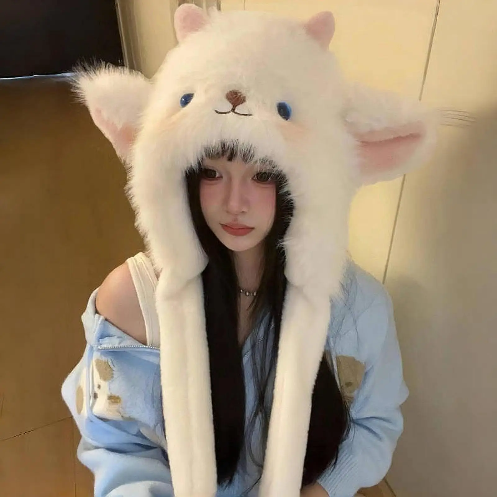 قبعة أذن شتوية من القطيفة على شكل حيوانات لحفلات أعياد الميلاد والسفر