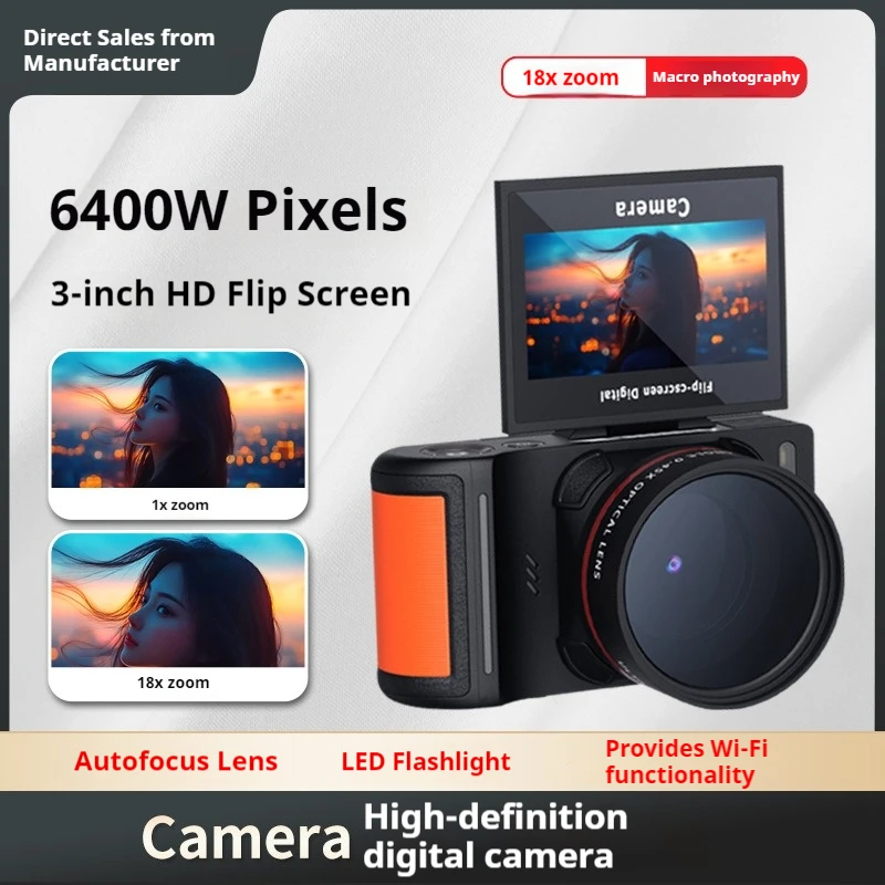 

Digital Camera With Flip Screen, High-definition Campus CCD, Selfies, Travel, Mirrorless Camera