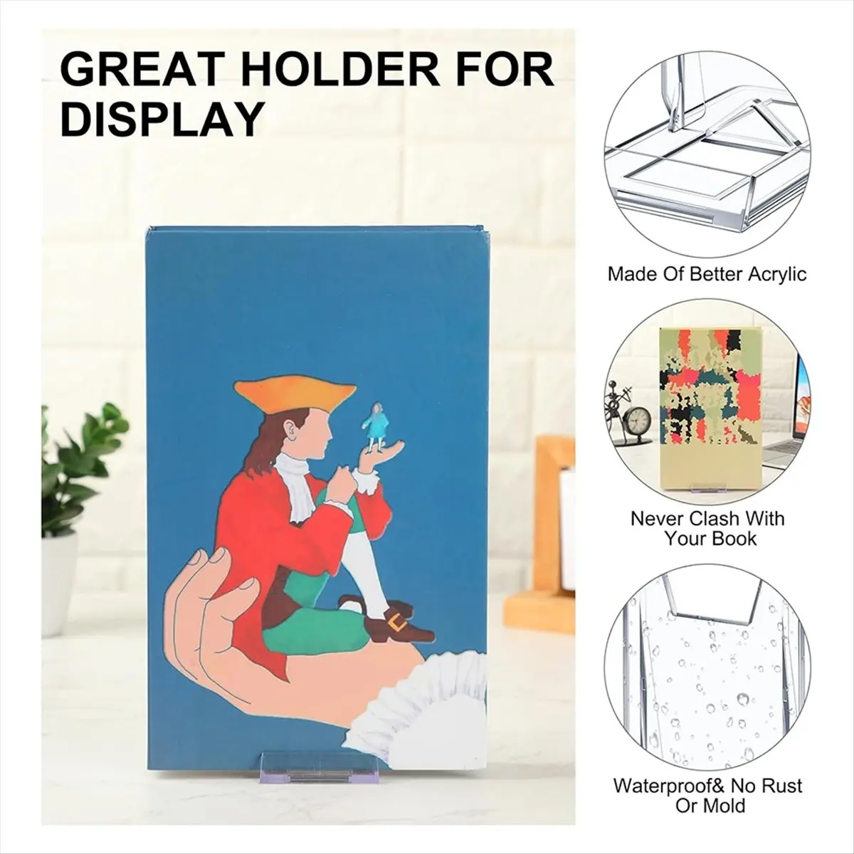 ABFW 12 Pack Acrylic Bookshelf for Display Tablet Stand for Home Office Photo Album CD Magazine Postcard Picture Artwork