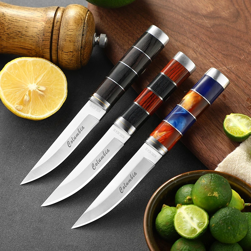 Fruit Knife Mongolian Hand Held Small Knife For Lamb Eating Outdoor Portable Dining Knife Kitchen Small Knife With Leather Cover