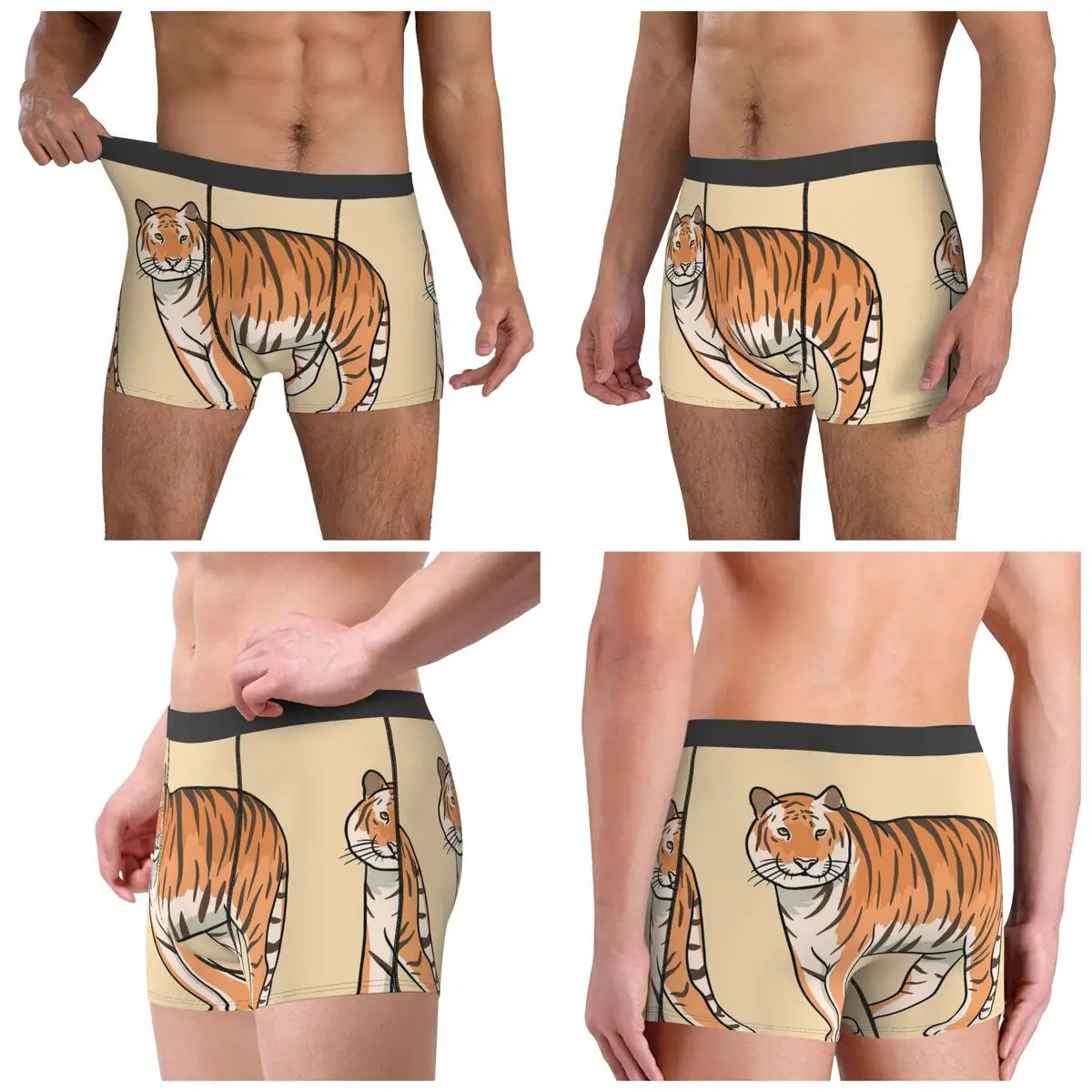 Boxer Underpants Shorts Bengal Tiger Animal Panties Men Breathable Underwear for Homme Man Boyfriend Gifts