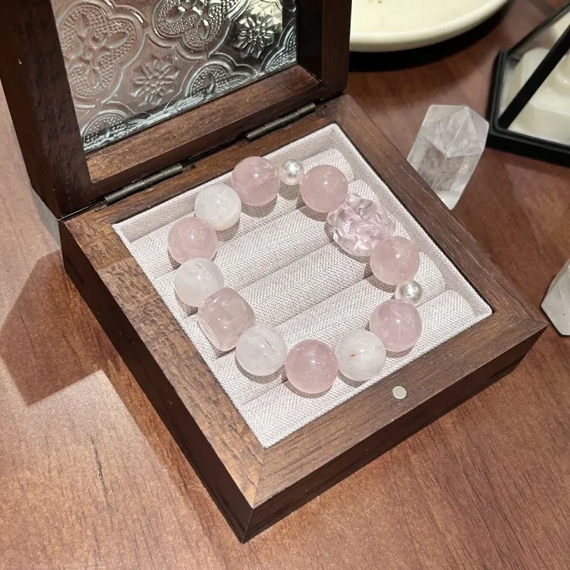 [Wang Peach Blossom] Bracelet Liren Peach Blossom Bracelet Versatile Natural Pink Crystal Fox Pink Crystal Bracelet