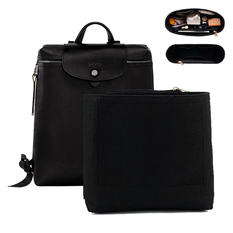 Inserto organizador de bolsas para mochila Longchamp Le Pliage, forro negro para organizar y almacenar la bolsa interior, accesorios de soporte