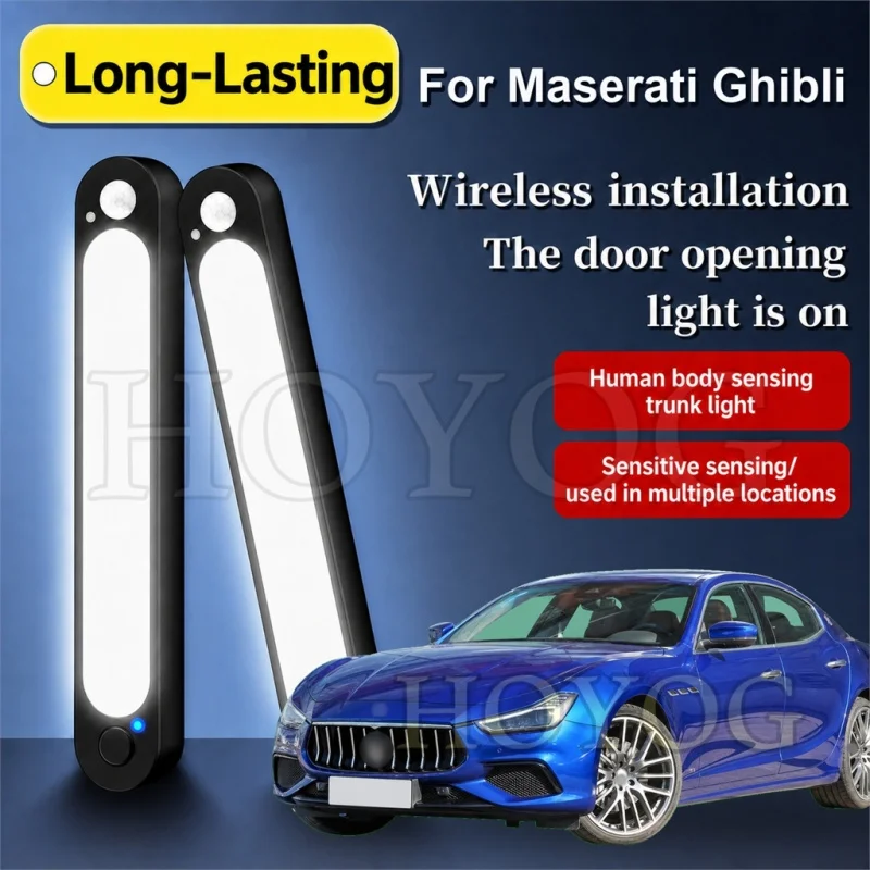For Maserati Ghibli 2013-2024 Car Trunk Light LED Lamp Motion Sensor Stick On Wireless Boot Cargo Light Sedan Interior Cabin