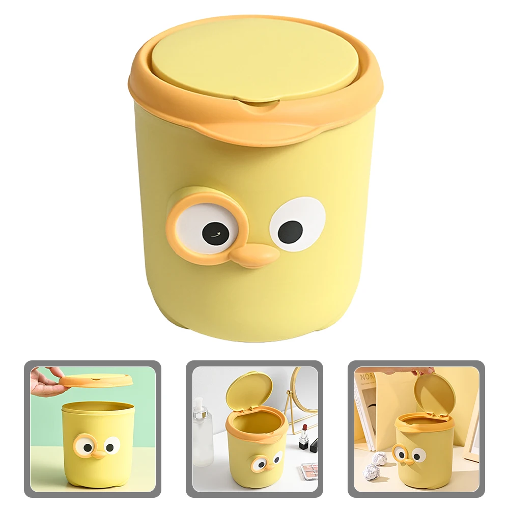 

Mini Trash Can Desk Garbage Bin Cute Waste Basket Compact Fold Lid Bathroom Office Home Living Room Pp Container