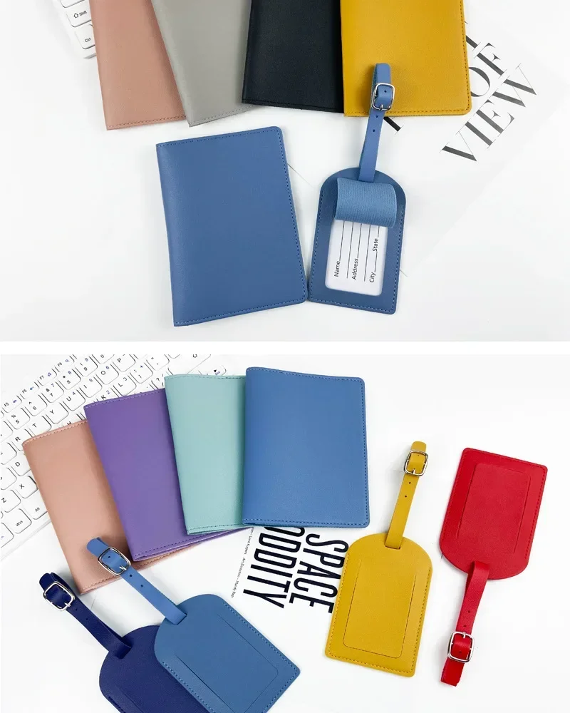 Spot Mehrfarbige Reisepasshülle aus dickem Pu-Leder mit Gepäckanhänger-Set aus Papierkarten und Gepäckanhänger – Detail 12