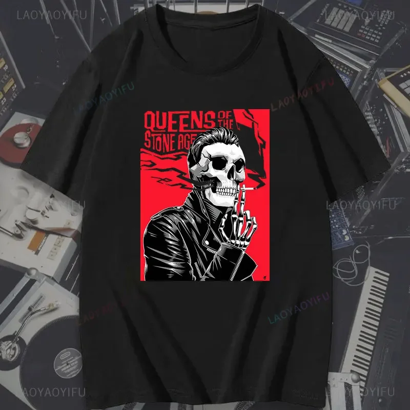 Funny Clothes Queens of The Stone Age T-Shirt Summer Men Women Cartoon Pattern Printed Camisetas Cotton Fashion Breathable Tops view 5