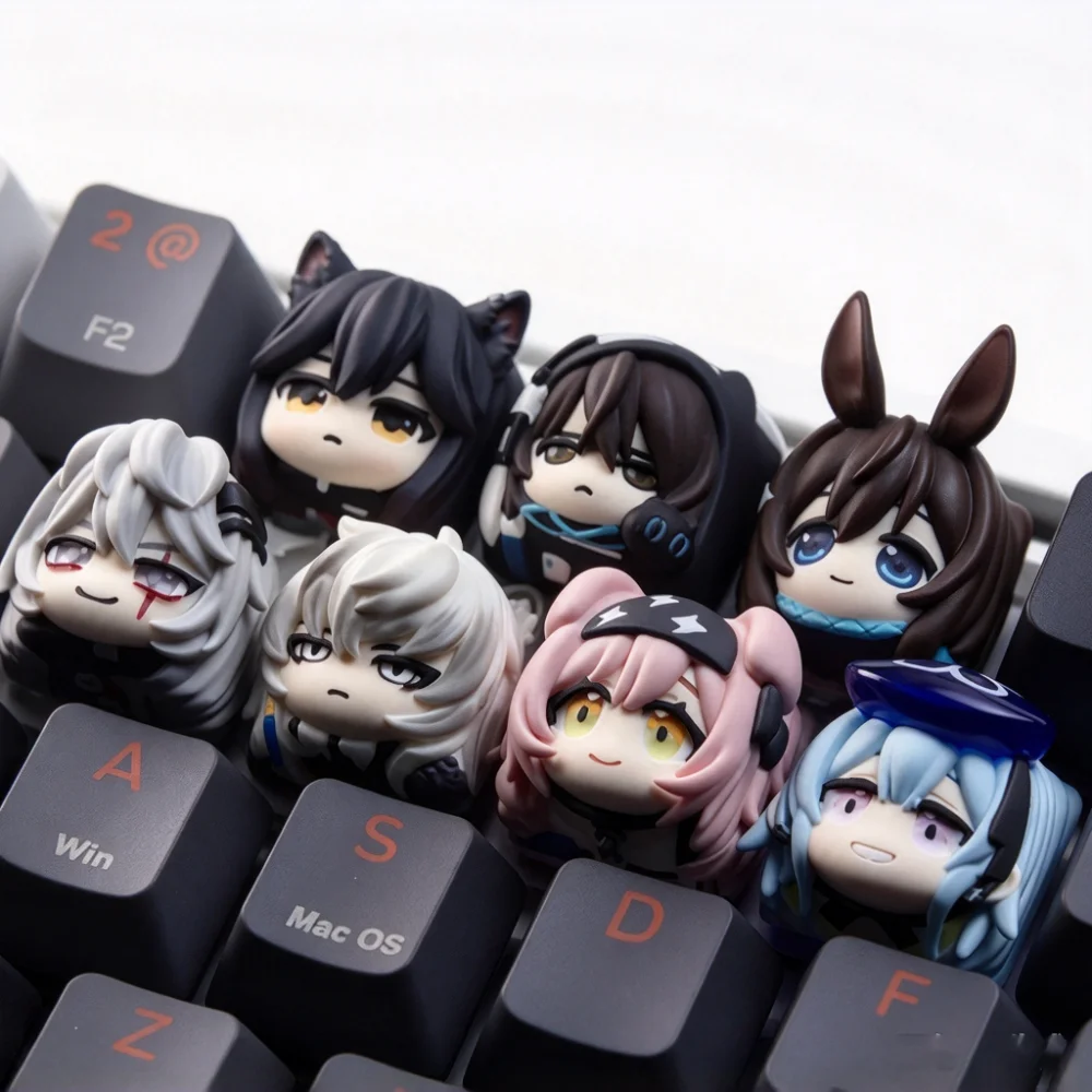 Three dimensional resin handmade keycaps, hand painted cute anime animal ear avatars, compatible with MX cross axis mechanical