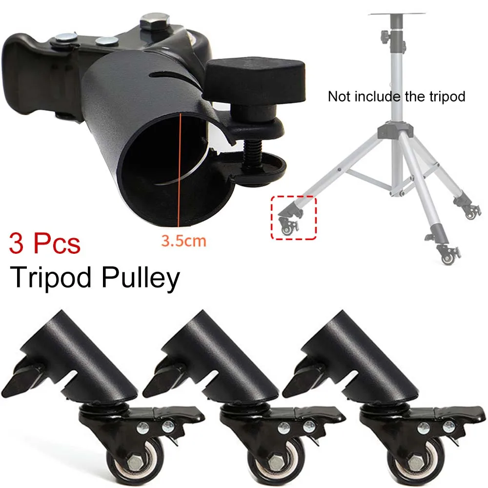 3 Buah Katrol Tripod Universal 35Mm Roda Braket Speaker Kastor Aksesori Roda Tripod Senyap