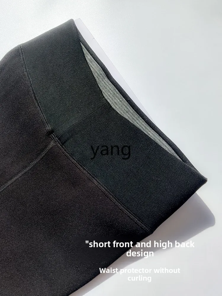 Yjq leggings femininas exteriores de veludo grosso outono e inverno abdômen levantar quadris cintura alta integração quente