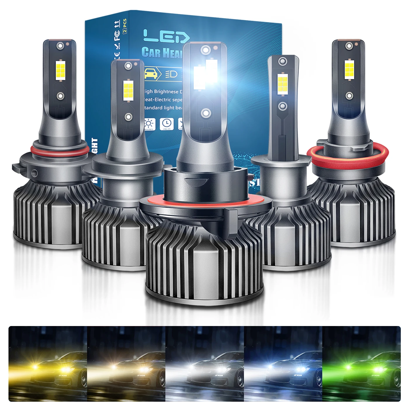 

Upgrade Your Car with 3000K H7 H4 H13 9005 LED Headlight Bulbs 9012 H8 H11 9006 H9 H16 3000K 4300K 6000K 8000K Green Lemon