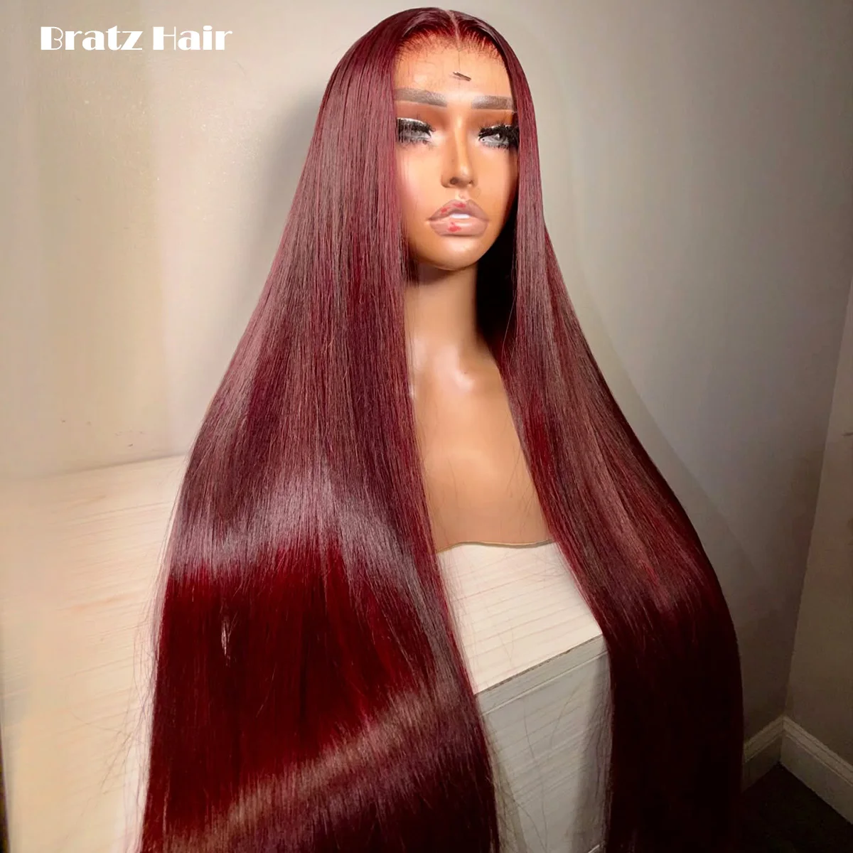 

450 High Density Glueless Wig Human Hair Burgundy Red Bone Straight Lace Front Wigs Human Hair Wine Color 13x6 13x4 HD Lace Wigs