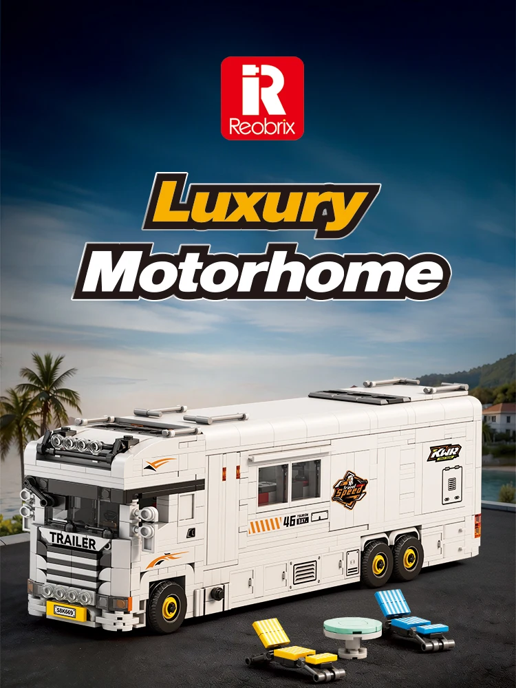 1180-teiliger Luxus-Wohnmobil-Bausatz Reise-Campingfahrzeug-Modell Bausteine Desktop-Ornament Lehrreiches Puzzle-Spielzeug Urlaubsgeschenk