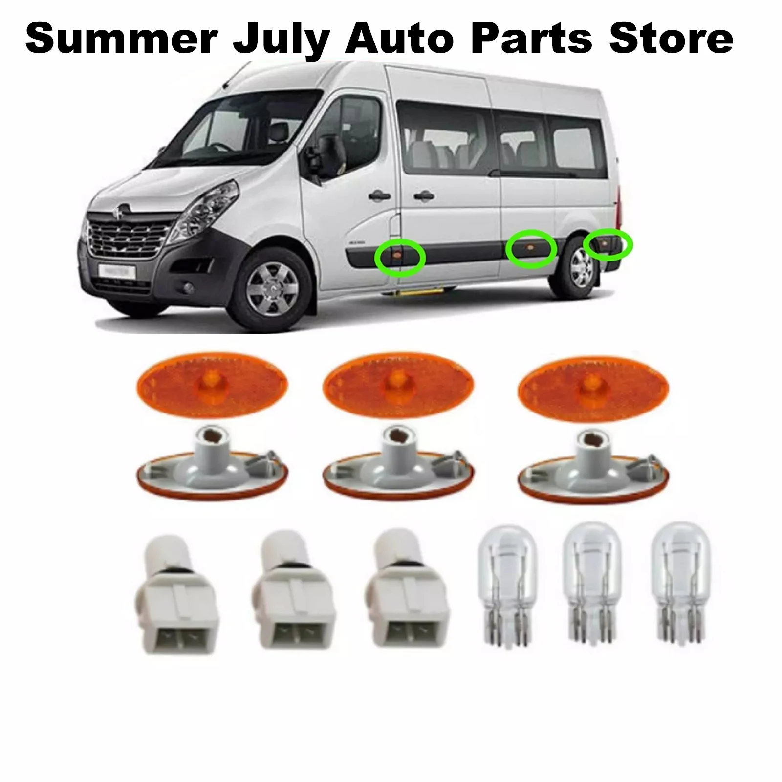 

3x Light Lens For Renault Master Side Marker Lamp Bulb Holder Bulb 261b00001R LED Side Marker Turn Signal Light Car Accessories