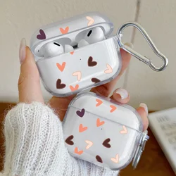 Simple Love Heart Pattern Case For Airpods Pro2/Pro TPU Clear Earphone Case For AirPods 4 3 1 2 With Keychain Protective Cover