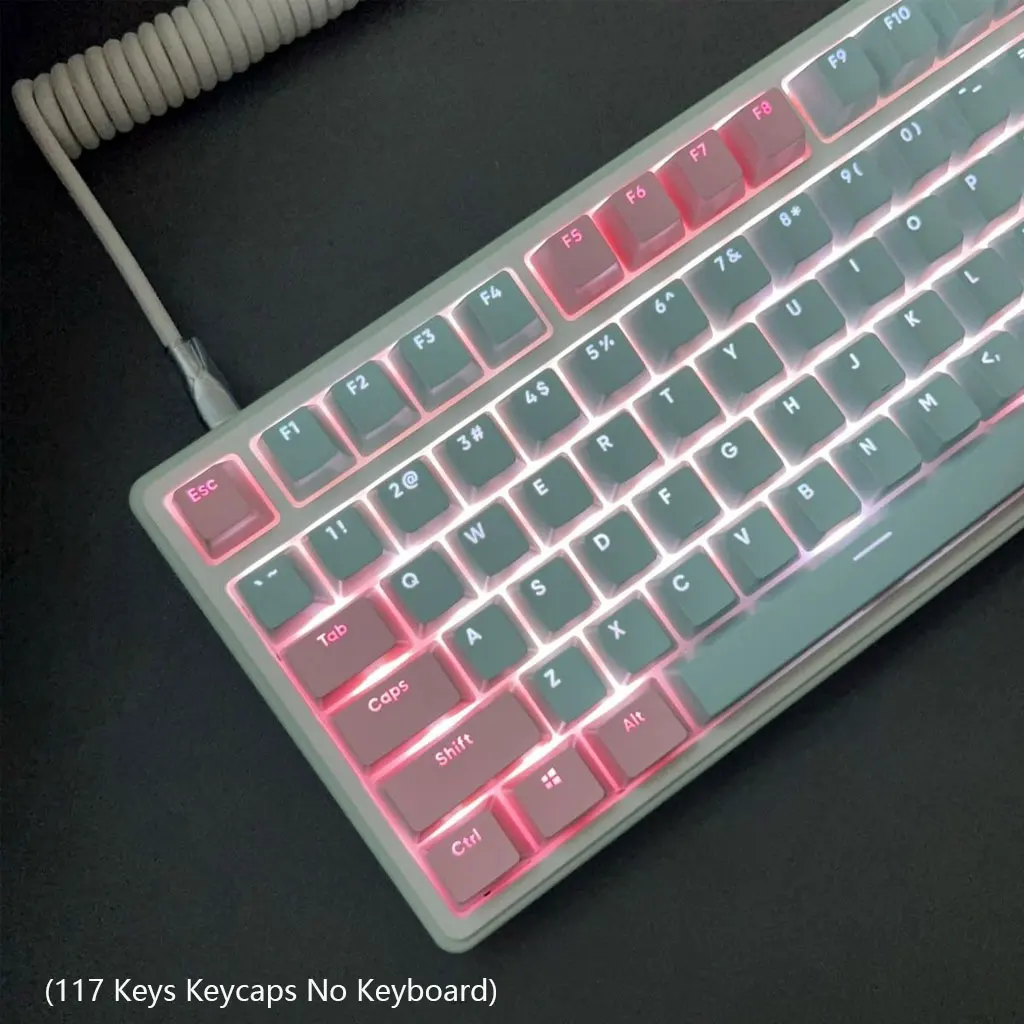 117 teclas rosa-ciano keycaps oem altura pbt diy gamer personalização para 61 87 98 104 108 teclas teclado mecânico