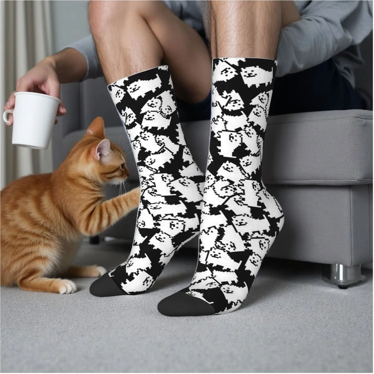 

Undertale раздражающая собака, милые носки в стиле Харадзюку, супер мягкие чулки, всесезонные длинные носки для мужчин и женщин, подарок на день рождения