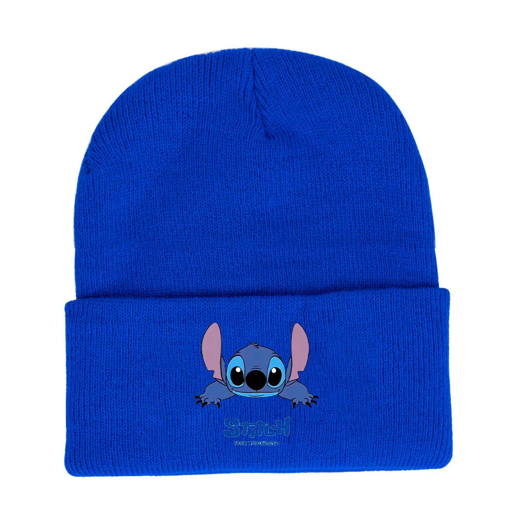 Kawaii Miniso Disney Stitch Knitted Hat Printed Ear Protection Windproof Woolen Hat Autumn/winter Warm Hat Children's Gift