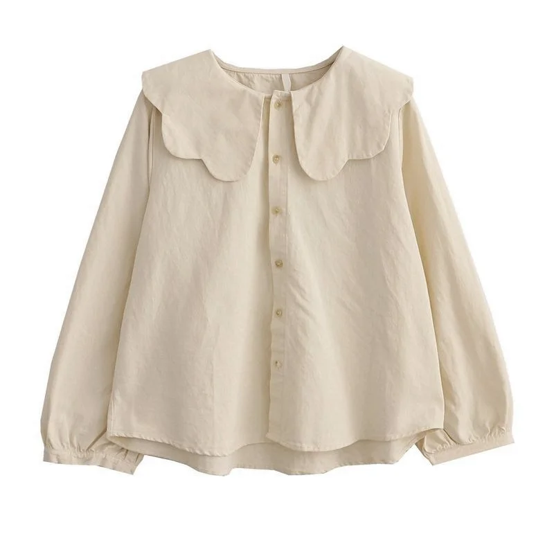 

plus Size Women's Doll Collar irt Korean Sle Spring Autumn Design Sensation Inner Wear Faionable Blouse for Heavy MM