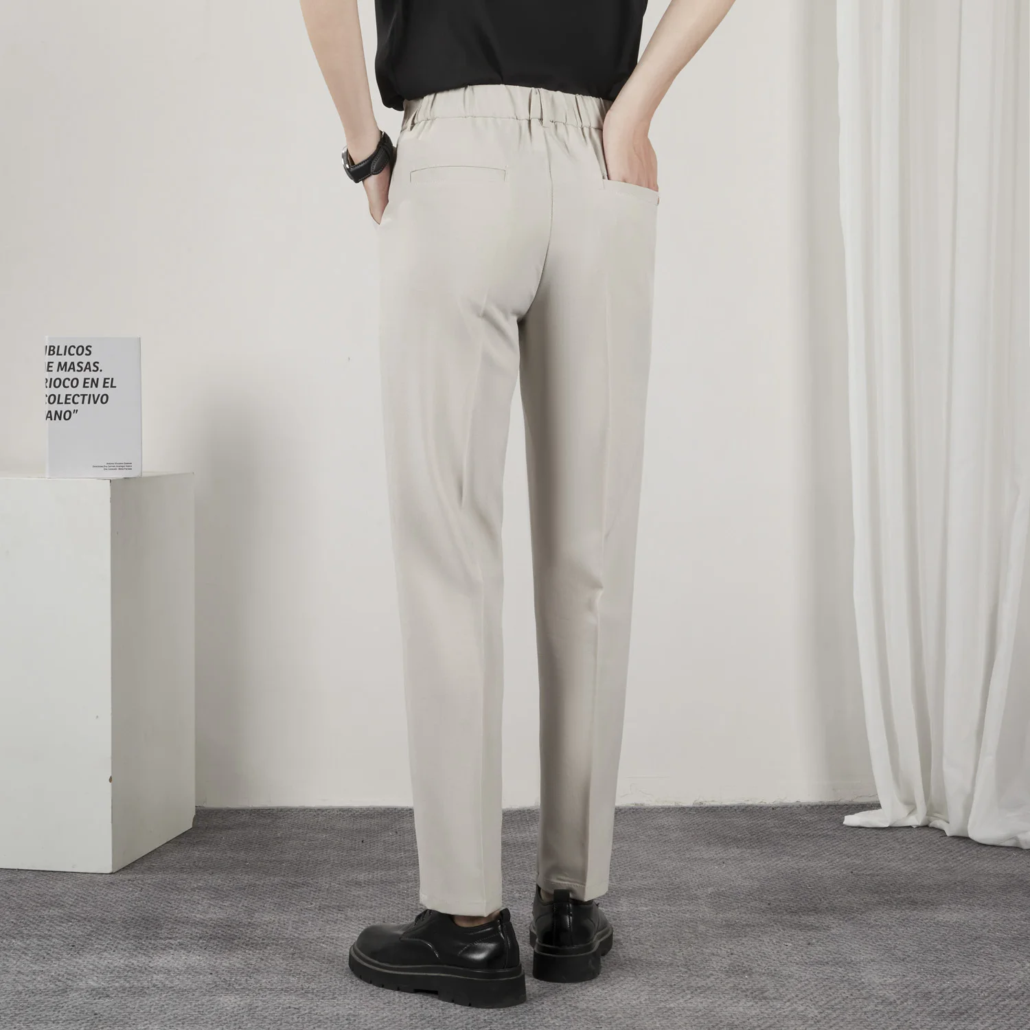 New Draped Straight Men Pants Fashion Business Korean Loose Casual White Black Gray Wide-leg Trousers Male Blazer Suit Pants