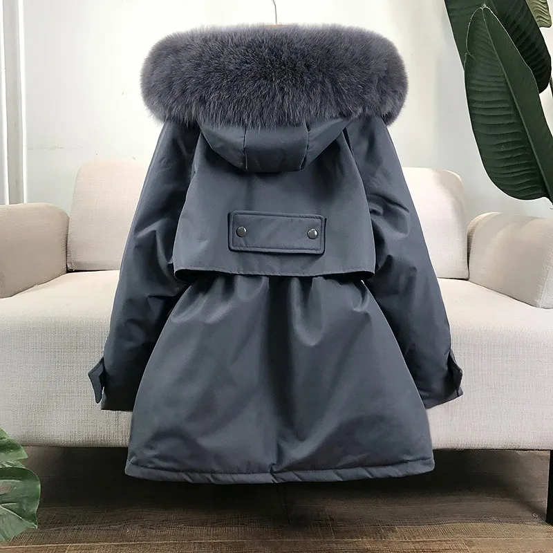 Thick Warm Women Parkas Fashion Hooded Large Fur Collar Female Winter Coat Cotton Padded 2022 New Loose Outwear Jackets