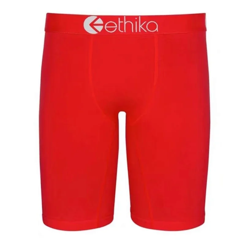 ETHIKA Intimo da uomo Tinta unita 100% cotone Traspirante Underware Casual Uomo Boxer Slip Pantaloncini Pantaloni sportivi Nero Taglie forti