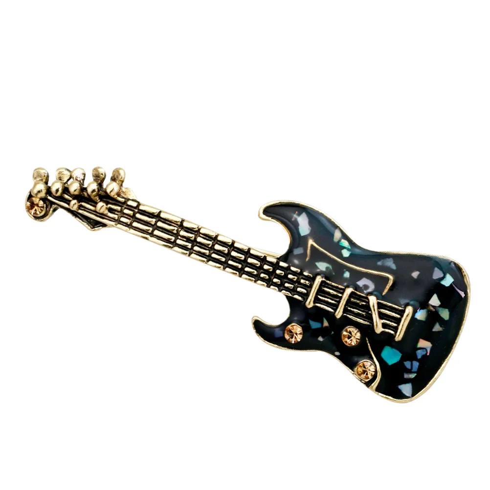 Broche Rhinestone Music para Homens e Mulheres, Novidade Breastpin para Guitarras