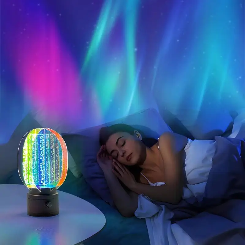 3D Rotating For Aurora Night Light For Romantic Rechargeable Night Light For Home Theater Bedroom Dimmable Soft Glow Table Lamp