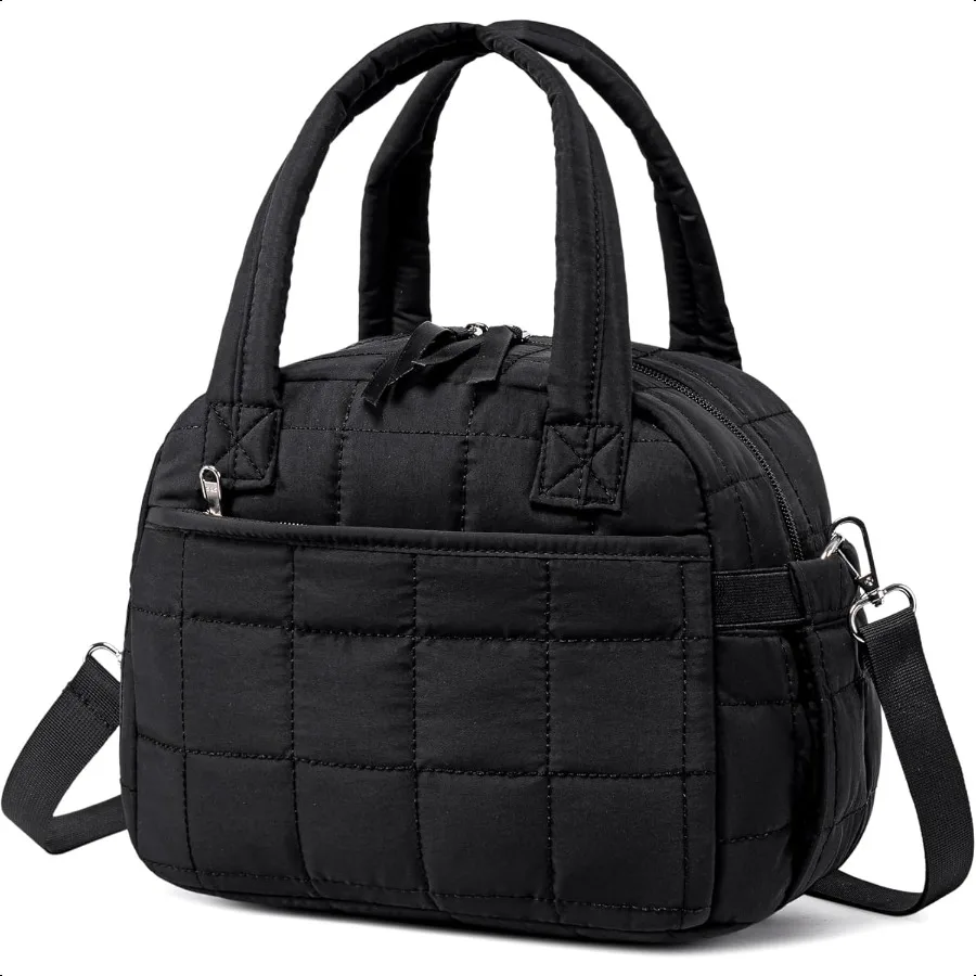

LEDAOU Lunch Box for Women Lunch bag Quilted Puffer Lunch Box with Adjustable Strap Insulated Reusable LunchBox for Work School